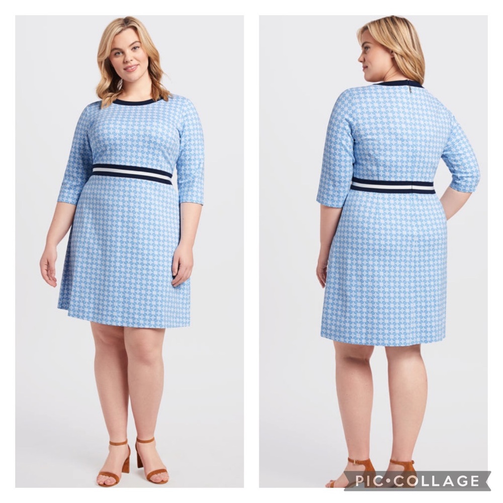 2/$30 Draper James | Blue Honeycomb Floral Ponte Dress